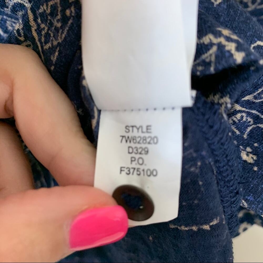 Lucky Brand Blue Bandana Print Split Back Top - Picture 5 of 7